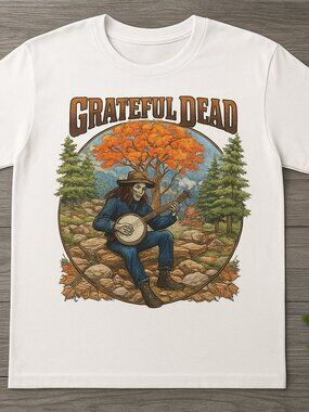 Grateful Dead Fall Tour 1994 Banjo Skeleton Mountain T-Shirt